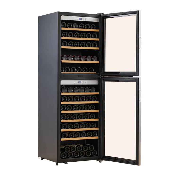 OEM ODM 122 Lahve Compresor Dual Zone Double Door Wine lednice