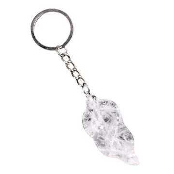 Clear Crystal Handmade Craved Leaf Pendant keychain Accessories