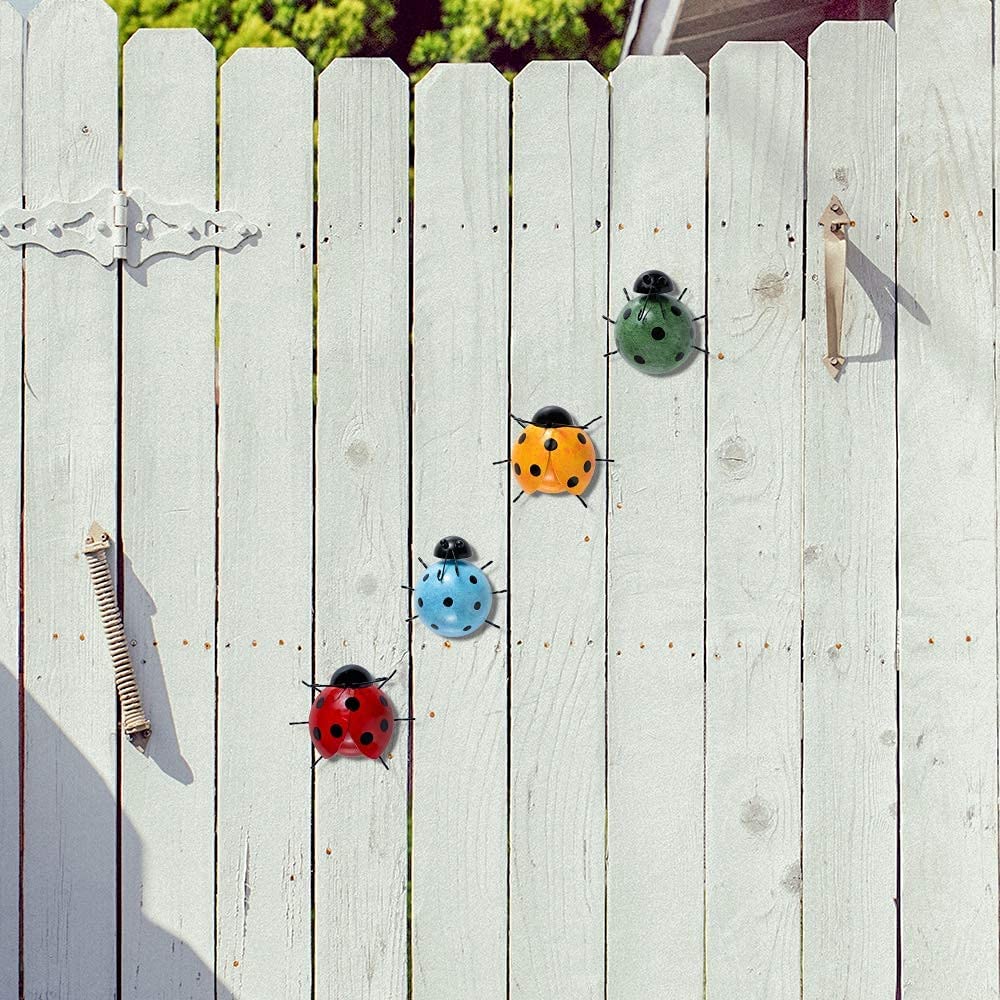 Metal Ladybugs Sculptures Wall Decor