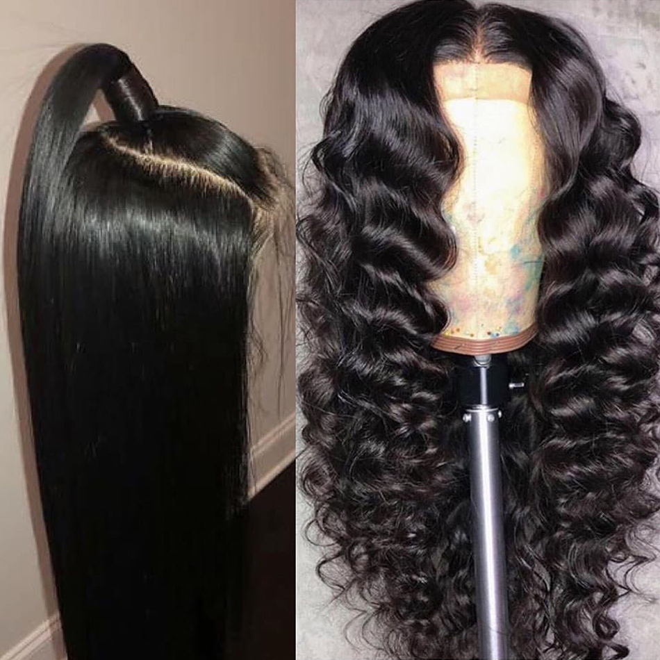 Brazilian Loose Deep Human Hair Wig For Black Women Glueless Cuticle Aligned Full HD transparent  medium brown Lace Front Wigs