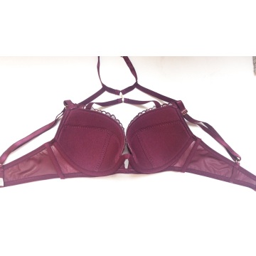 Soutien-gorge en dentelle légèrement rembourré de haute qualité pour femmes soutien-gorge élastique sexy avec culotte en dentelle