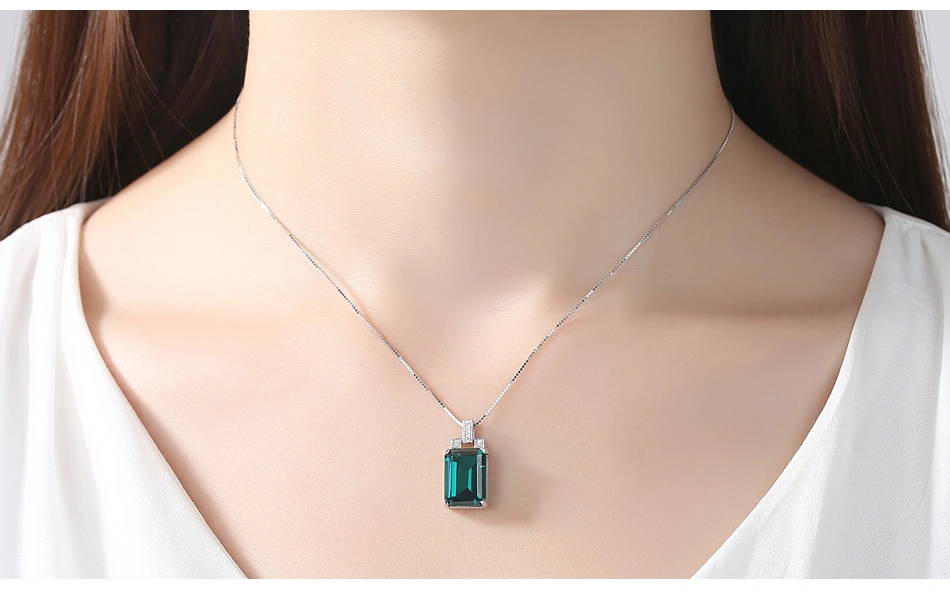 Rectangle Green Topaz Pendant 925 Sterling Silver Pendant Necklace Jewelry