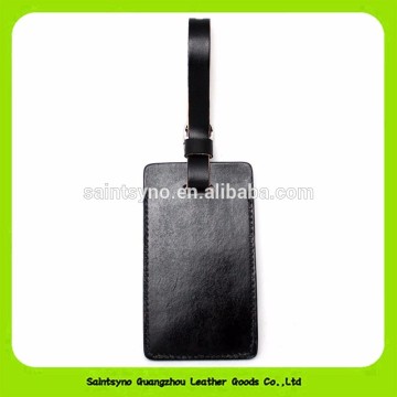 16460 Top grade black PU leather travel luggage tags