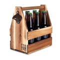 Wooden Beer Bottle Caddy With Casted Bottle Opener
