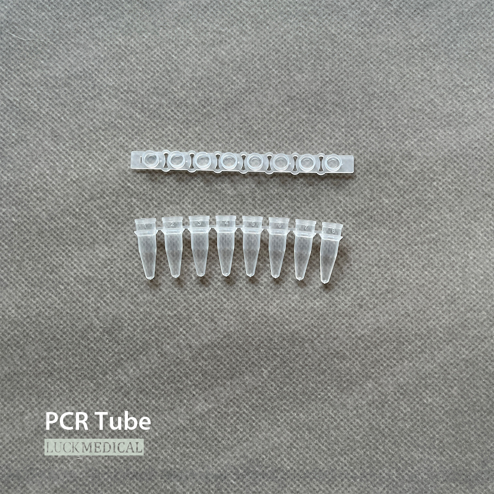 PCR Tube 8 Strip مع قبعات متصلة