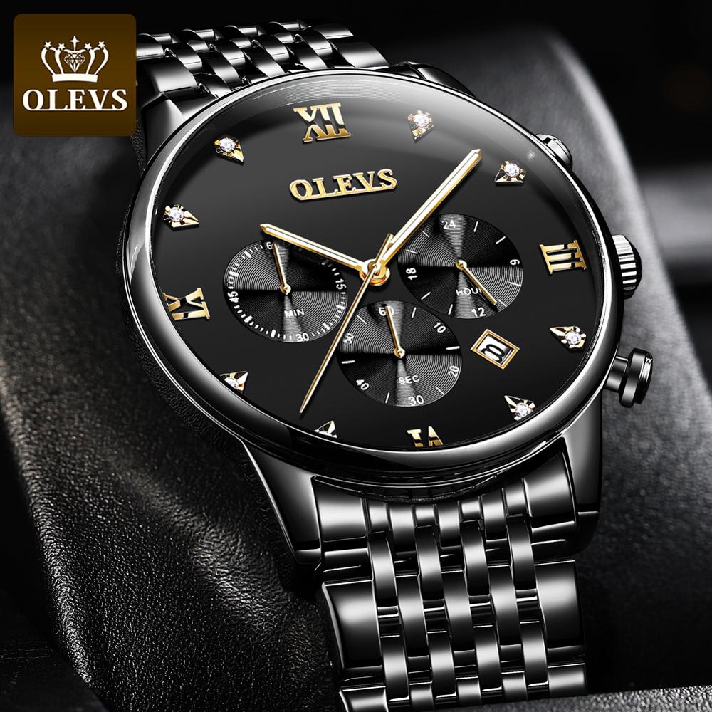 Men Luxury Watch OLEVS Brand Quartz Fashion Business WristWatch OEM with Steel Band Chronograph Waterproof Watches Men Wrist