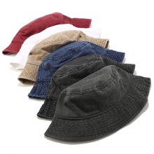Washed Cotton Bucket Hat for Adults - Wholesale Denim Plain Cotton Bucket Hat