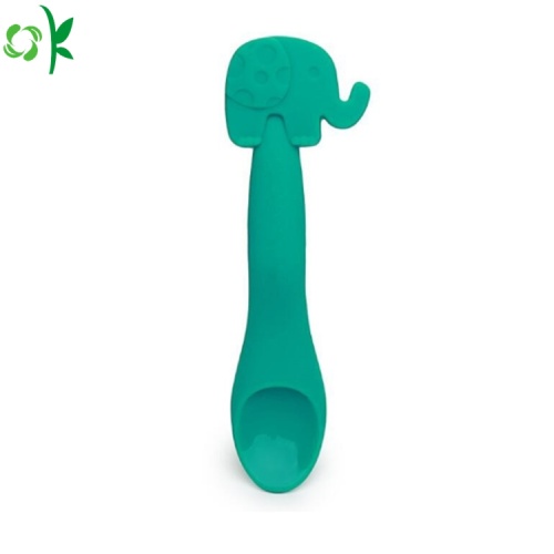 BPA Free Animal Soft Silicone Spoon para bebé