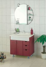 PVC Red Corner Mirror Cabinet Bathroom