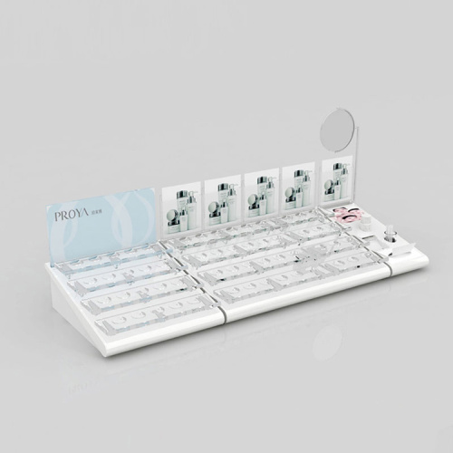 Acrylic counter display stands design for cosmetic products