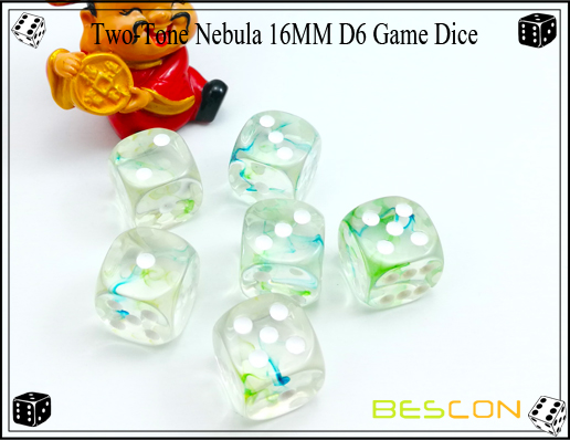 Deux-Tone Nebula 16MM D6 Game Dice-13 Two-Tone Nebula 16MM D6 Game Dice-13
