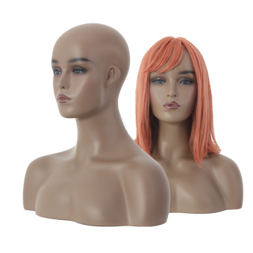 Realistic Fiberglass Mannequin Head - Black Woman and Brown Bust Wig Heads