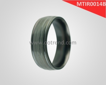 Double grooves black titanium ring custom size black ring