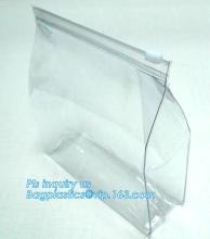 cosmetic vinyl bag clear vinyl slider zipper bag, Euro hole stand up pvc slider bag vinyl ziplock bag, customized print clear pv