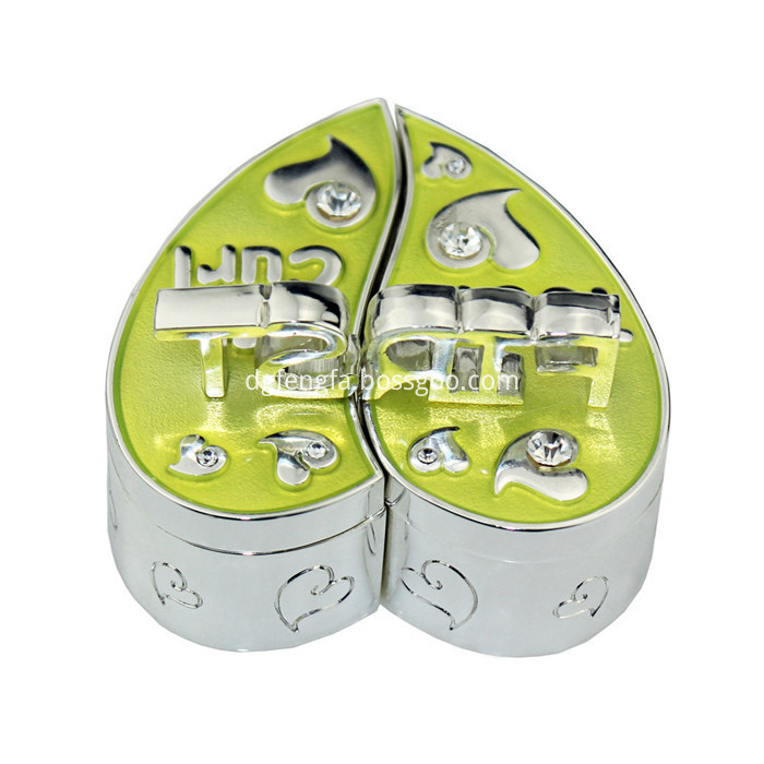 Heart shape zinc alloy baby first tooth and curl box