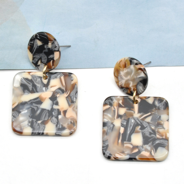 Simple square shape acetate ear jewelry for women tortoise shell custom acrylic earrings