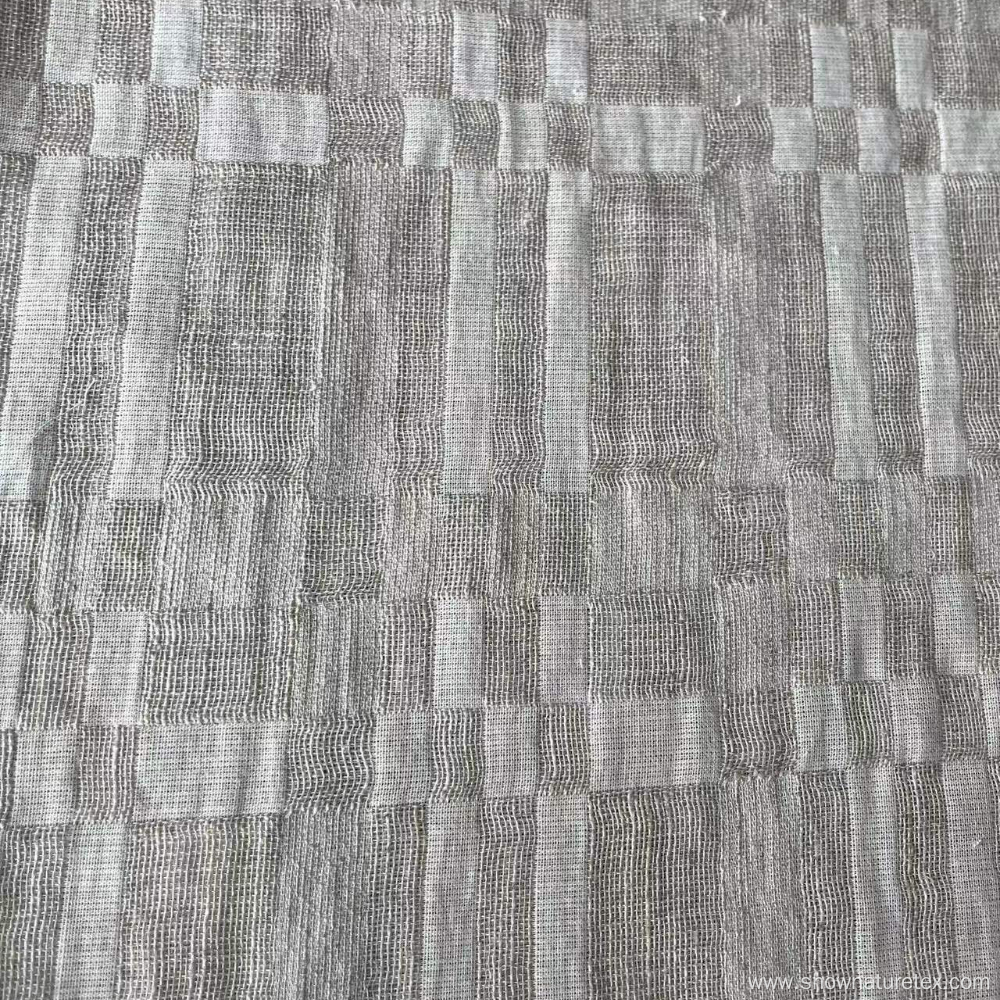 Checked Solid Colour Jacquard Line Linen Cotton Fabric