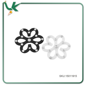 Rhinestone Flower Bra Strap Clipper Slip Buckles Black White