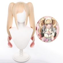 65cm Long Double Claw Ponytail Yellow Pink Anime Cosplay Wig - Marin Kitagawa Maid Version