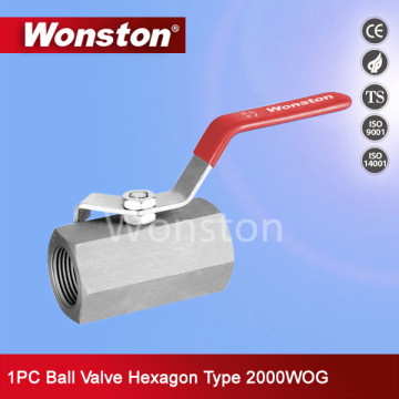 1-PC Ball Valve Hexagon Type, Reduce Bore, 2000wog
