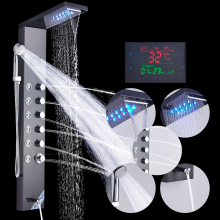 Luxury Black LED Shower Panel with Temperature Screen