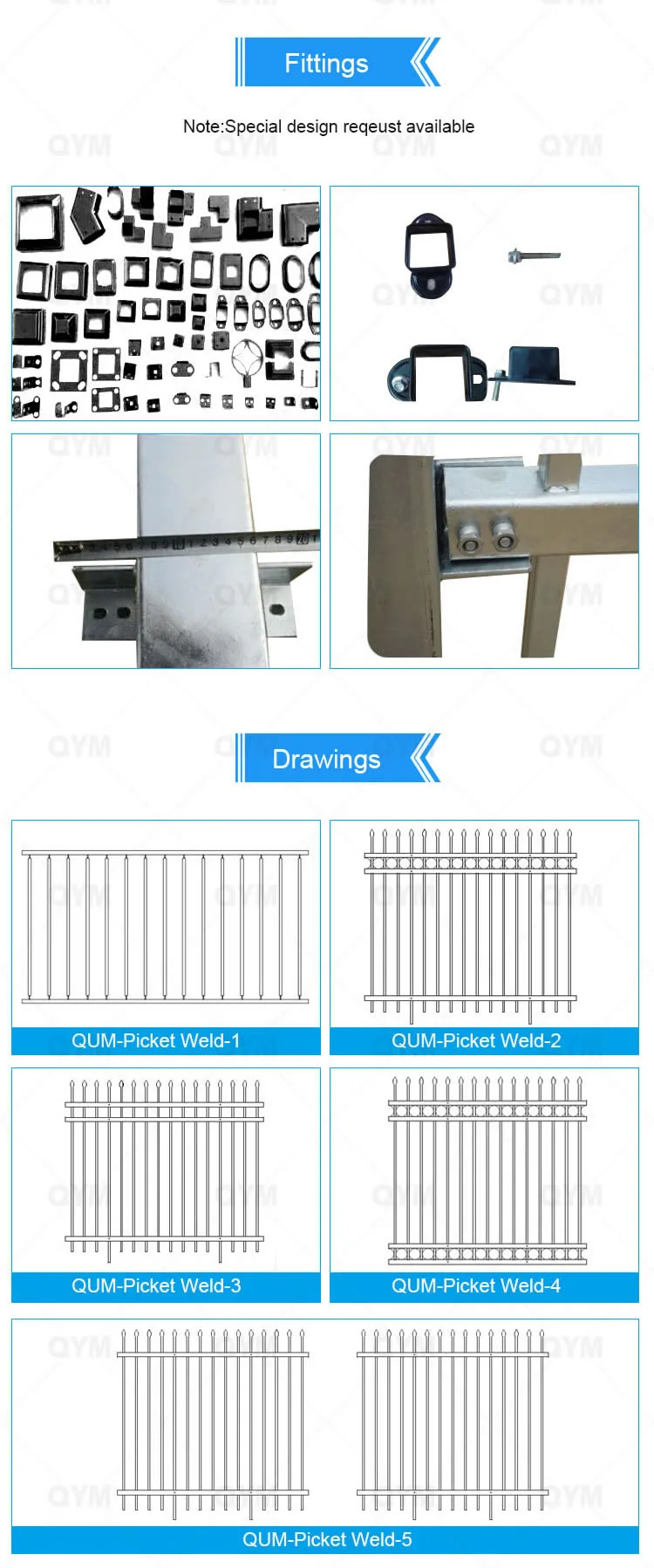 PVC Privacy Wrought Iron Fence White Picket Fence Panel