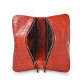 Zip Top Clutch Bag Rotes handgefärbtes Glattleder