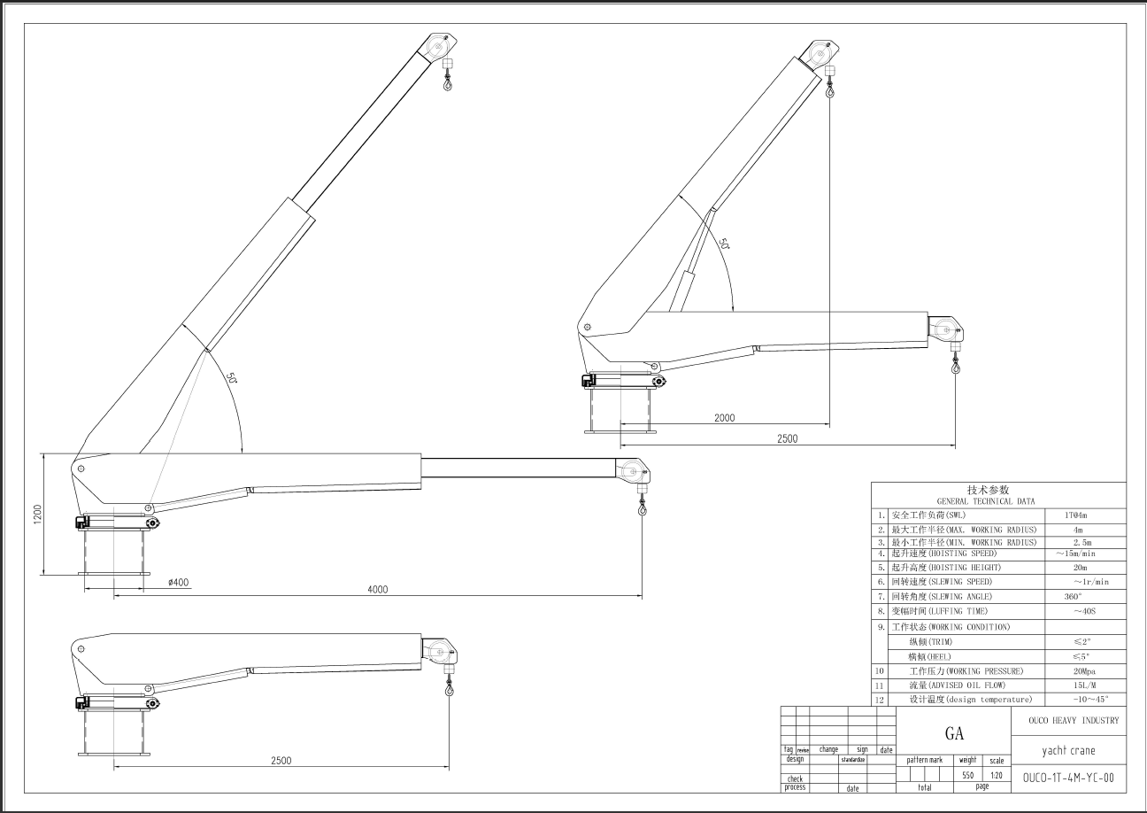 1T4M Yacht crane