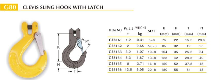 CLEVIS SLING HOOK WITH LATCH