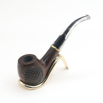 Factory direct sale black ebony handmade smoking pipe acrylic bent handle
