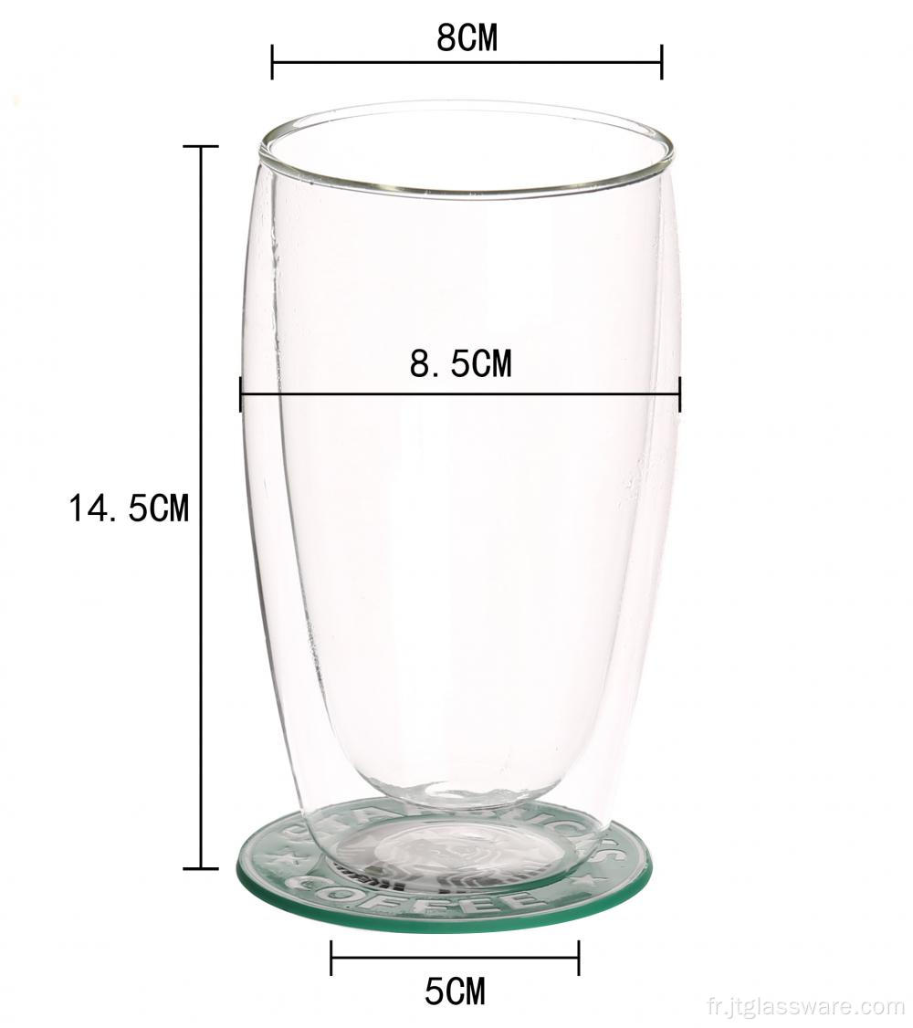 Tasse en verre à double paroi faite main de 300 ml pour le café