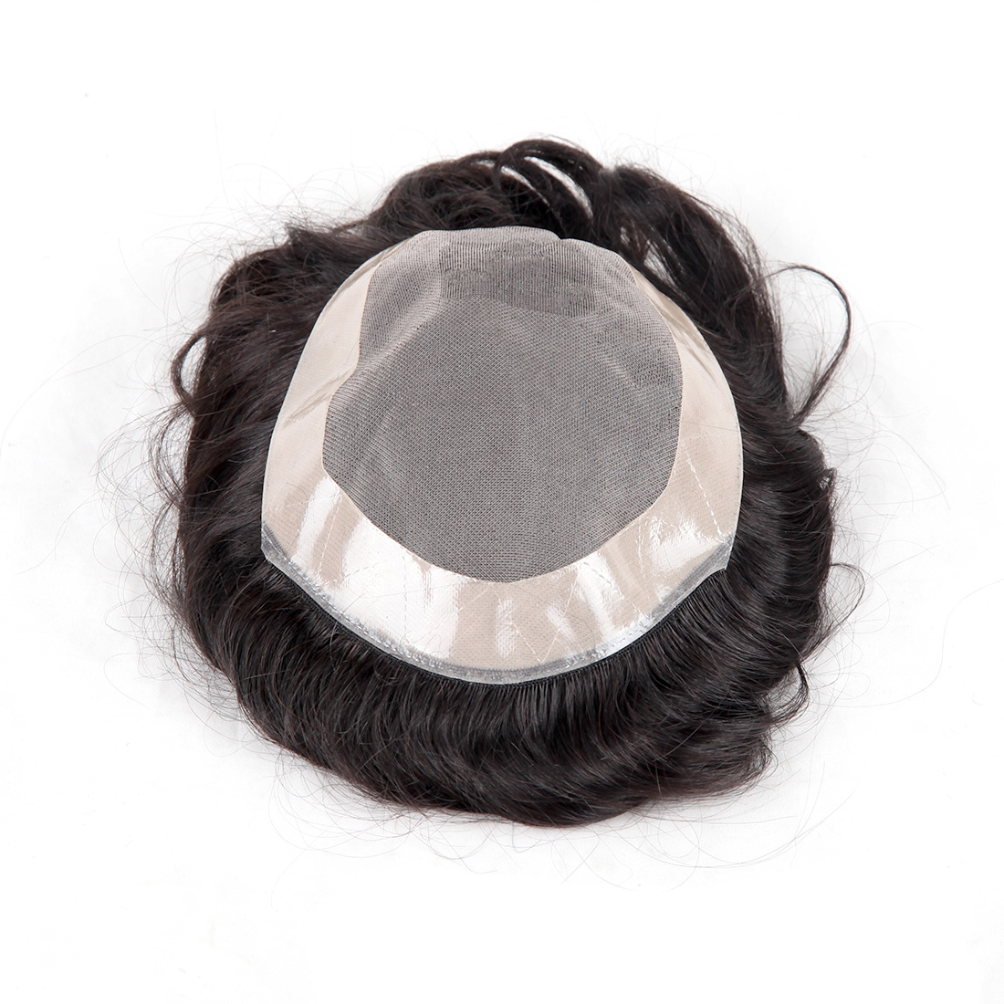 Stock Natural Black 100% Human Hair 130%-- 180% Density Virgin Human Hair Mens Toupee