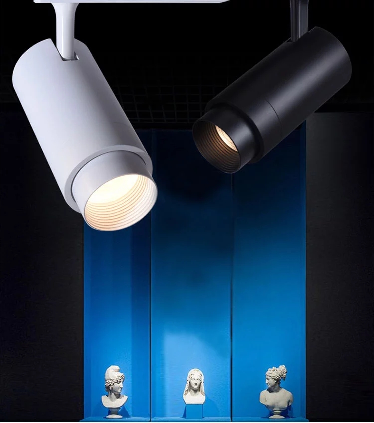 New arrivals led track lights cob full watt zoomable museum track lighting 3/4 phase 23w for museum
