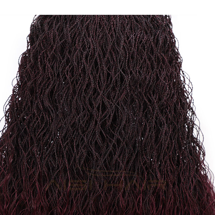 Aisi Hair Ombre Wine Red Lace Front Long Braided Wigs For Women Senegalese Twist Braided Lace Front  Synthetic Long Wavy Wigs