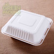 Biodegradable custom printed microwaveable containers 8''x8''x3'' B021