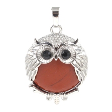Red Jasper 24mm Beads Silver Owl Pendant