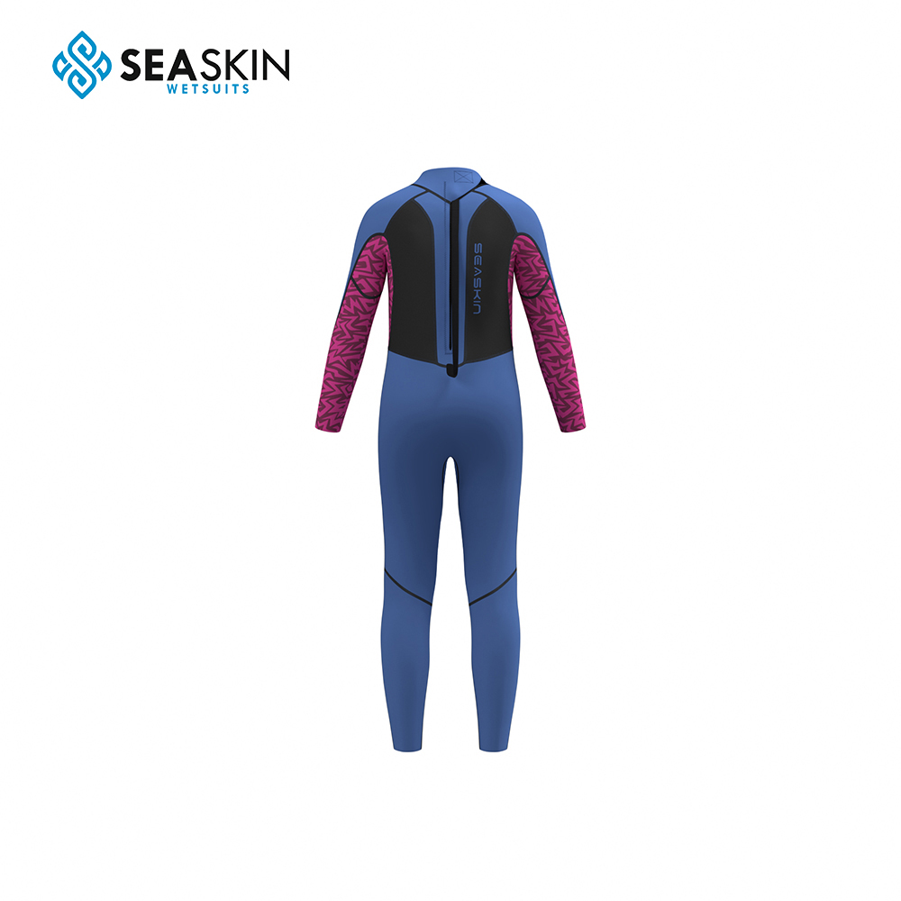 Seaskin Girls 3/2 Neoprene Back Zip Wetsuit untuk Sukan Air