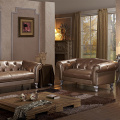 Gekrümmte Couch Geschnitzte Holz Leder Sofa Set