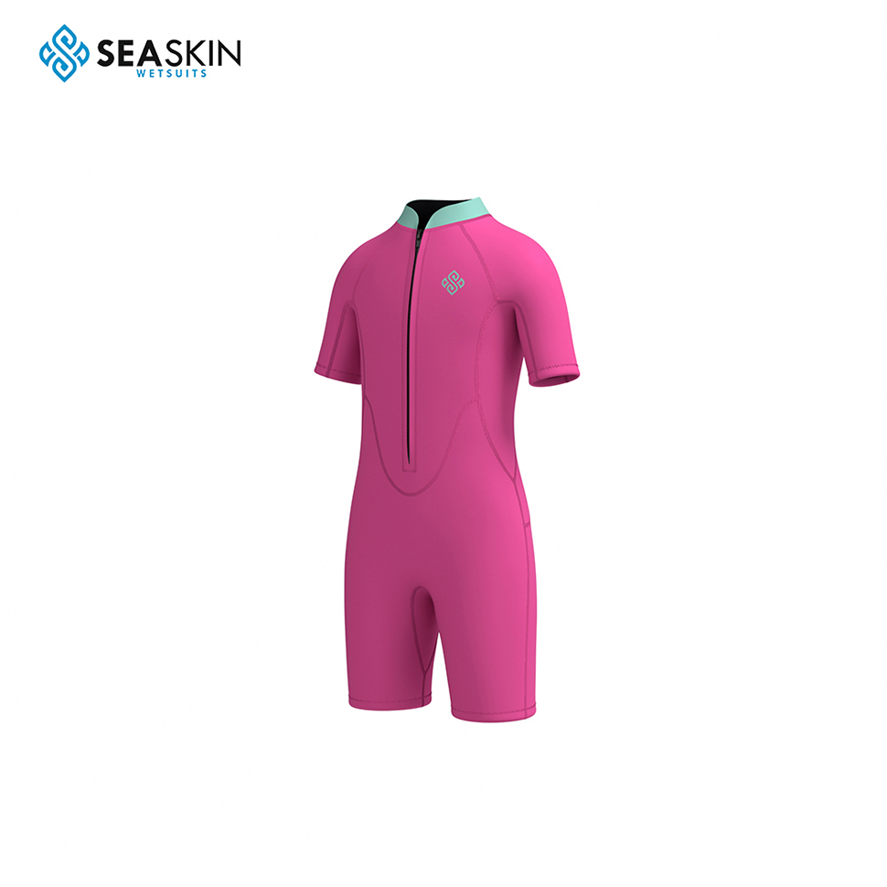 Seaskin 3mm Short Sleeve Sunshade UV Protection Kids One-Piece Swimsuit Diving Suit