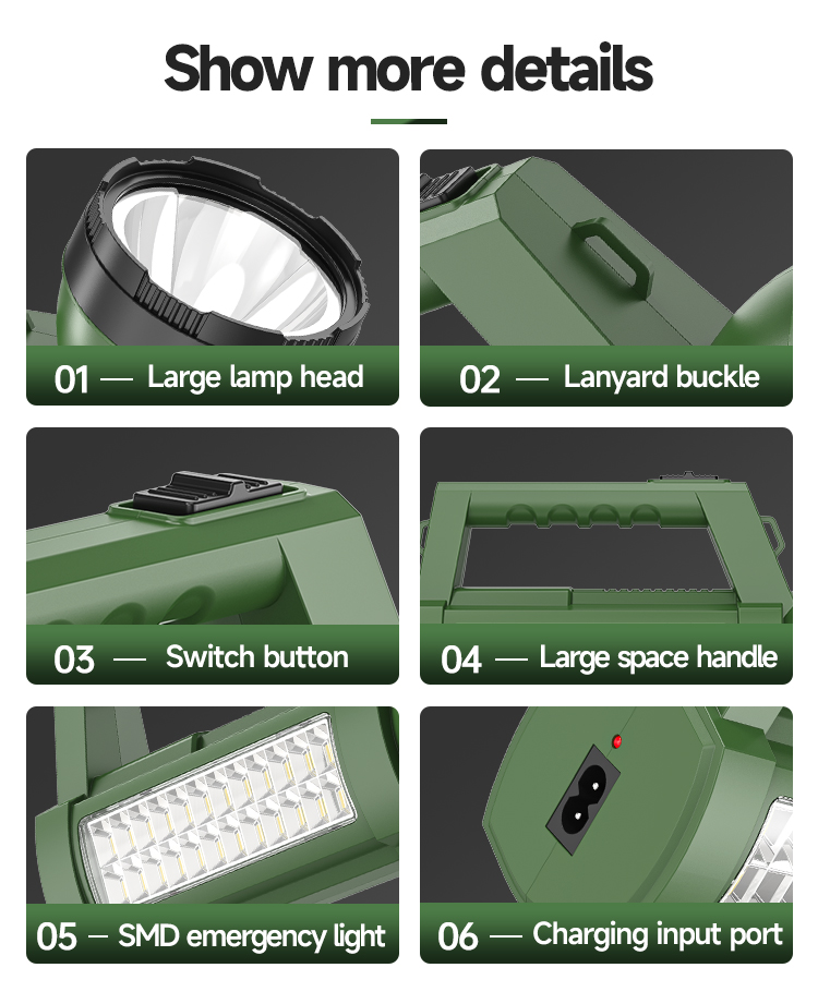 Portable LED Rechargeable Searchlight with SMD Side Light-7325-detail-7 Portable LED Rechargeable Searchlight with SMD Side Light-7325-detail-7