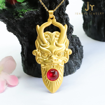Gold-Plated Copper and Precious Stone Pendants: Including Cultivated Rubies, Dragon Shapes, and Other Gemstones