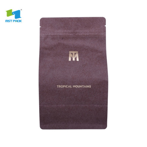 Custom printed hot stamping flat bottom tea zipper packaging bag