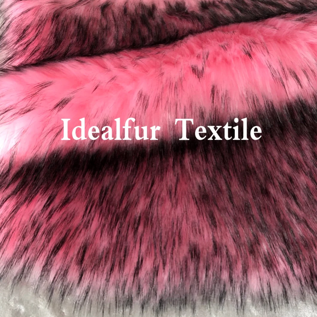 Pink Long Pile Black Tip Artificial Fur for Collar