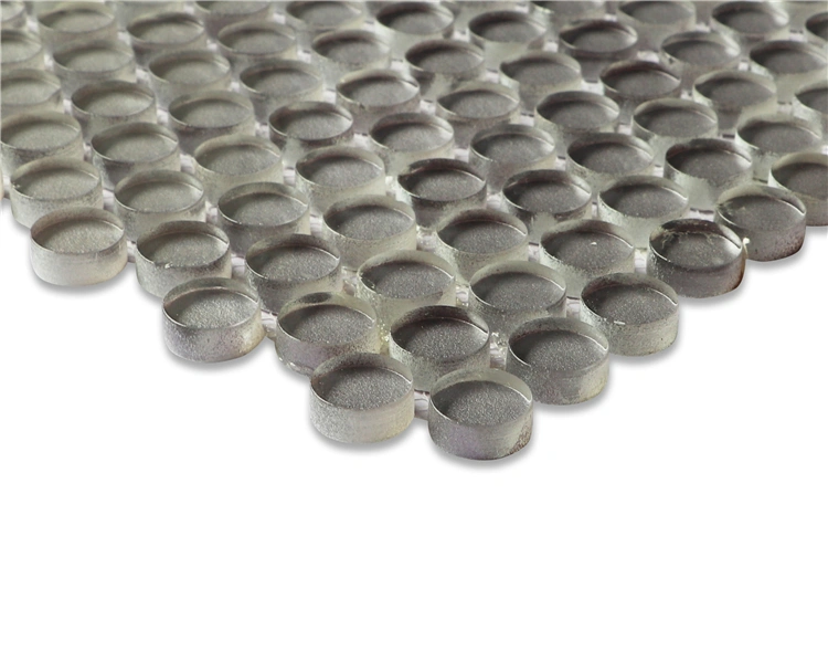 Mesh Mounted Penny Round Glass Crystal Mosaic Tile