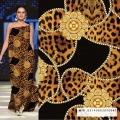 Snake Skin Leopard Pattern Printed Faille Crepe Fabric