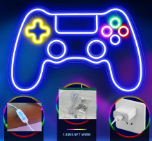 Neon Lettering Game Handle Light Sign with Dimmer and Remote for Game Room Wall Decor