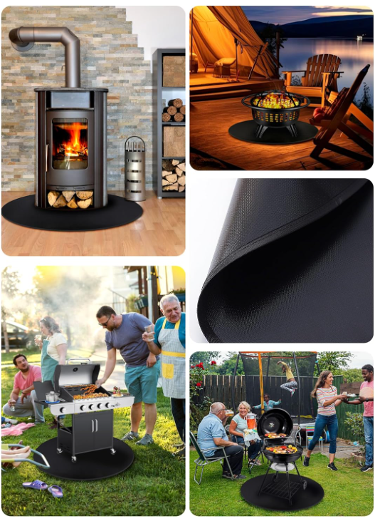 47in Round Fire Pit Mat for Stove Bonfire Grill Fireproof Stove Mat Outdoor Grill Deck Protector Circular Mat for Under Grill