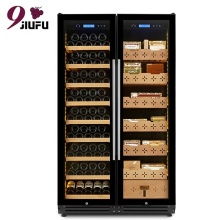 508L Wine Fridge with Wooden Shelves, Cooler Fans, and Cigar Humidor