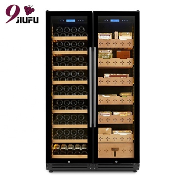 508L Wine Fridge with Wooden Shelves, Cooler Fans, and Cigar Humidor