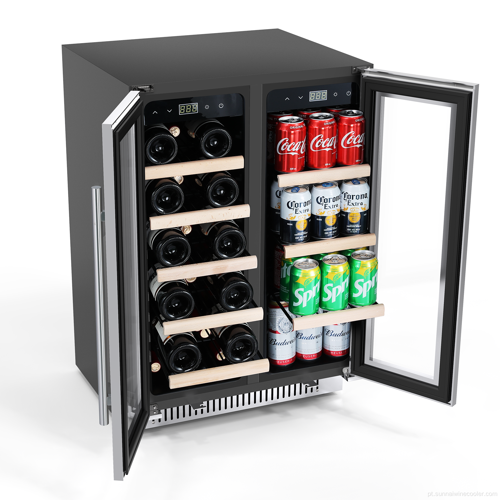 Refrigeradores de vinho e bebidas compressor de portas de vidro geladeira